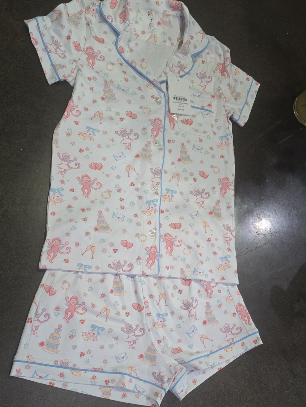 Roller Rabbit Monkey Said Yes Polo Pajamas Floral Pajama Set XXS
